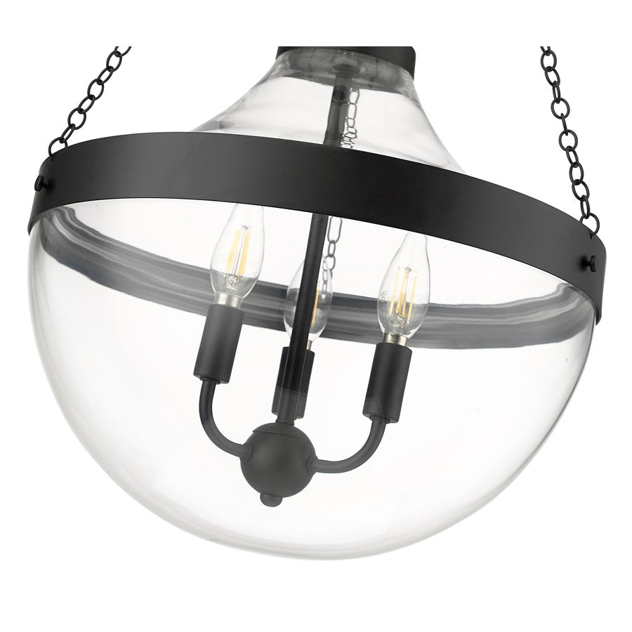 Millennium Lighting Clarra 3Lt Pendant, Black/Clear