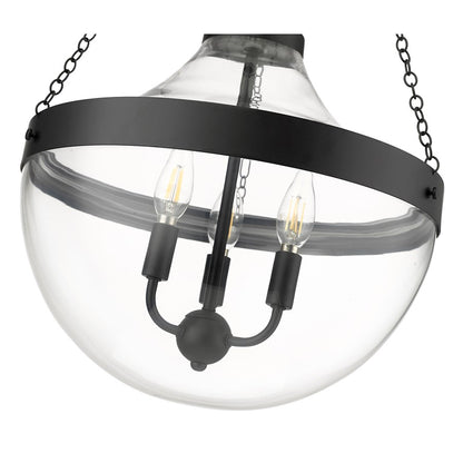Millennium Lighting Clarra 3Lt Pendant, Black/Clear