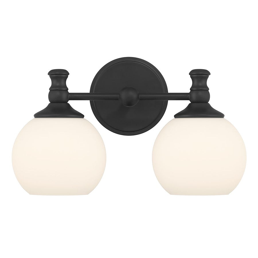 Millennium Orlisse 2Lt Bathroom Vanity Light, Black/Etched Opal