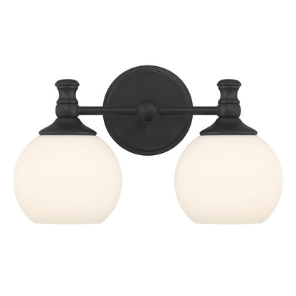 Millennium Orlisse 2Lt Bathroom Vanity Light, Black/Etched Opal