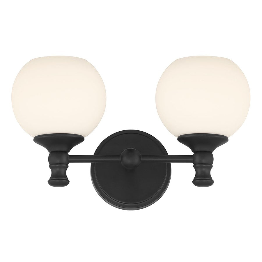 Millennium Orlisse 2Lt Bathroom Vanity Light, Black/Etched Opal