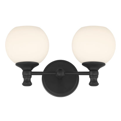 Millennium Orlisse 2Lt Bathroom Vanity Light, Black/Etched Opal