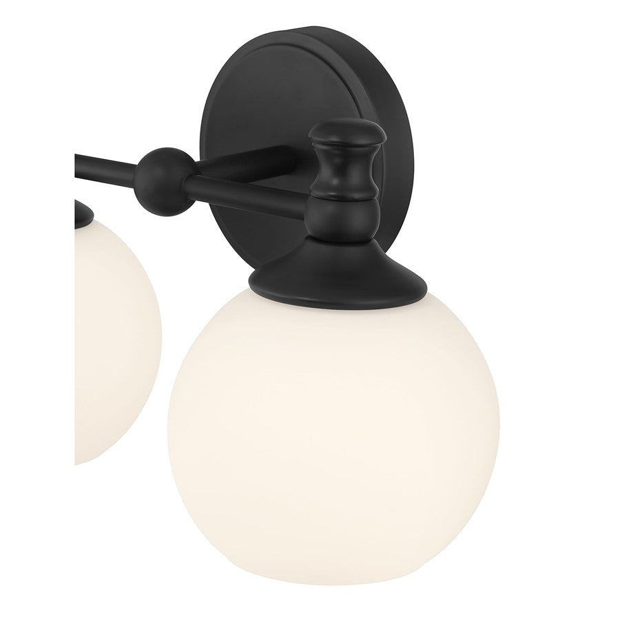 Millennium Orlisse 2Lt Bathroom Vanity Light, Black/Etched Opal