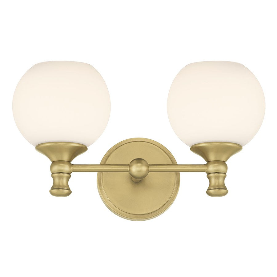 Millennium Orlisse 2Lt Bathroom Vanity Light, Brass/Etched Opal