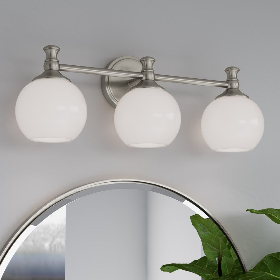 Millennium Orlisse 3Lt Bathroom Vanity Light, Nickel/Etched Opal