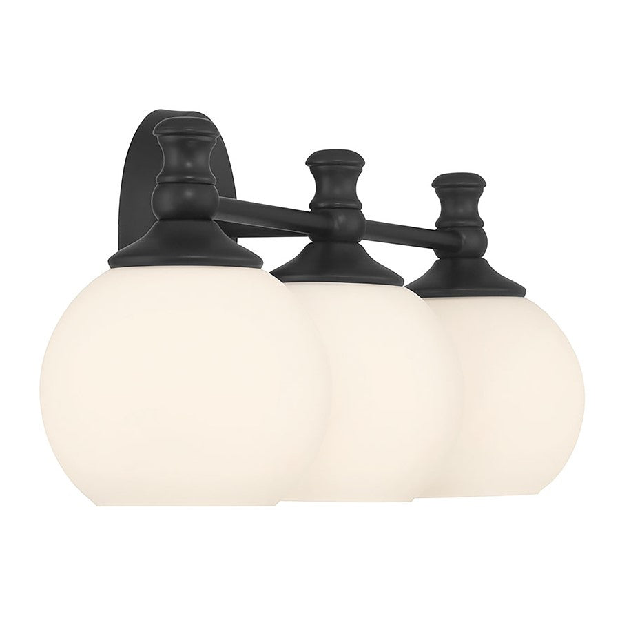 Millennium Orlisse 3Lt Bathroom Vanity Light, Black/Etched Opal