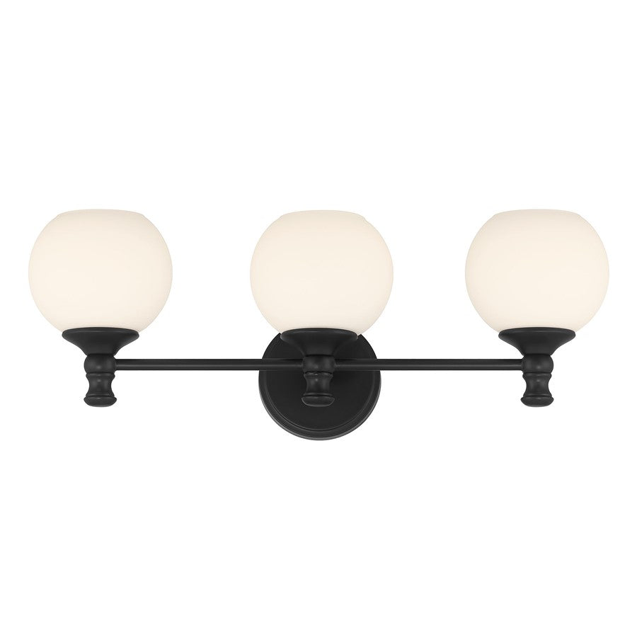 Millennium Orlisse 3Lt Bathroom Vanity Light, Black/Etched Opal