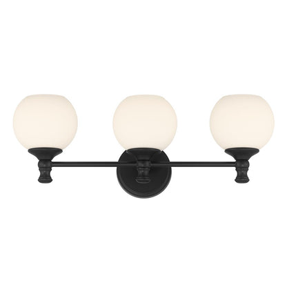 Millennium Orlisse 3Lt Bathroom Vanity Light, Black/Etched Opal