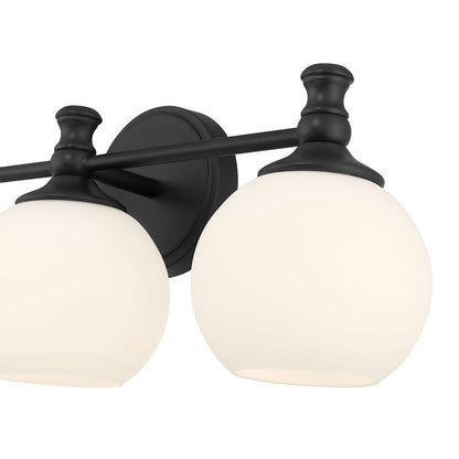Millennium Orlisse 3Lt Bathroom Vanity Light, Black/Etched Opal