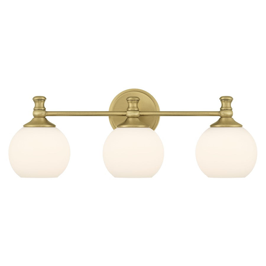 Millennium Orlisse 3Lt Bathroom Vanity Light, Brass/Etched Opal