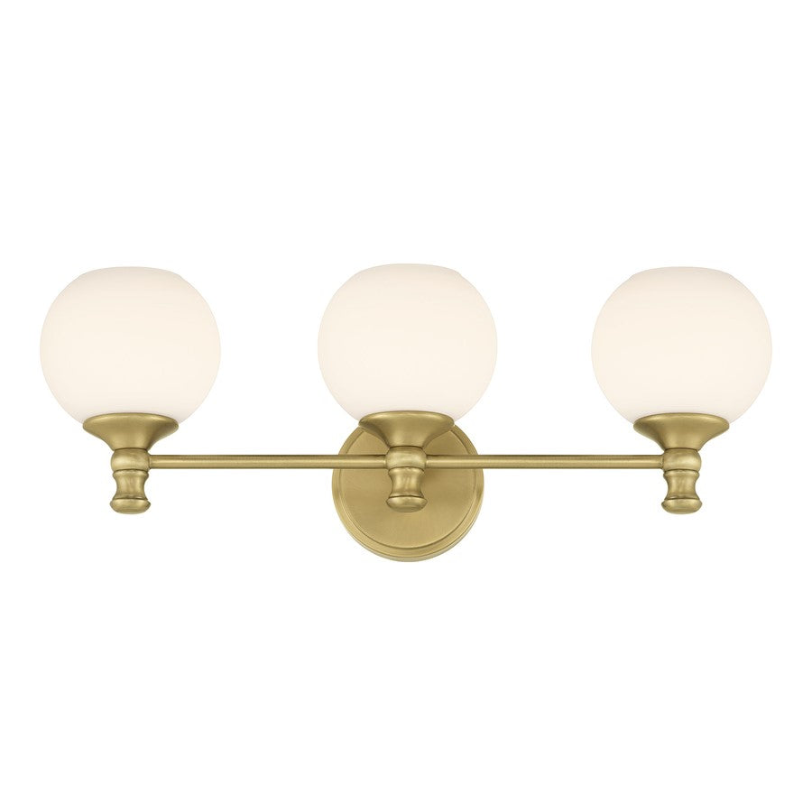 Millennium Orlisse 3Lt Bathroom Vanity Light, Brass/Etched Opal