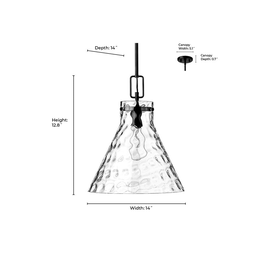 Millennium Lighting Barlon 1Lt Pendant, Polished Nickel/Clear