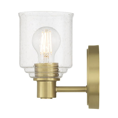 Millennium Vessair 1Lt Wall Sconce, Brass/Clear Seeded
