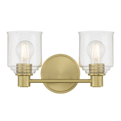 Millennium Vessair 2Lt Bathroom Vanity Light, Brass/Clear Seeded