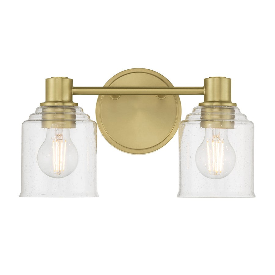 Millennium Vessair 2Lt Bathroom Vanity Light, Brass/Clear Seeded