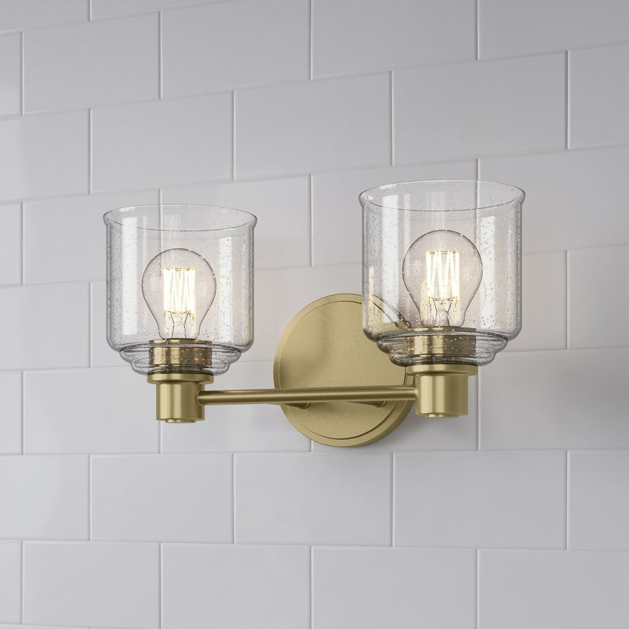 Millennium Vessair 2Lt Bathroom Vanity Light, Brass/Clear Seeded