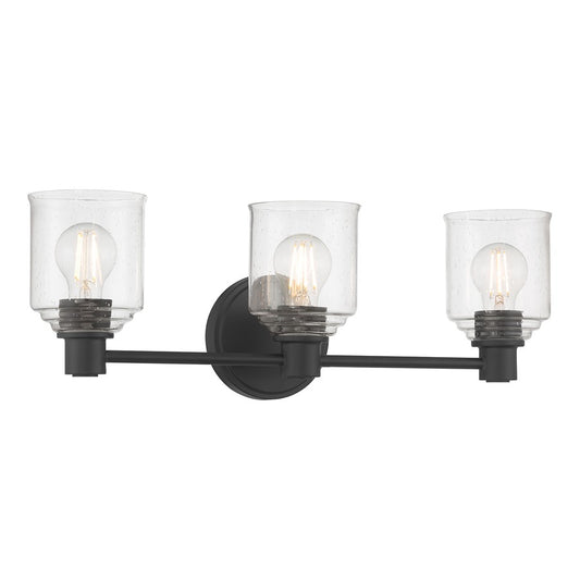 Millennium Vessair 3Lt Bathroom Vanity Light, Black/Clear Seeded - 202103-MB