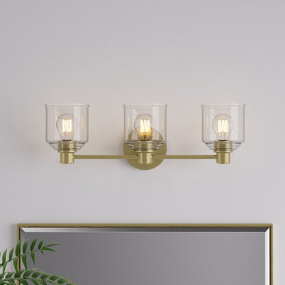 Millennium Vessair 3Lt Bathroom Vanity Light, Brass/Clear Seeded