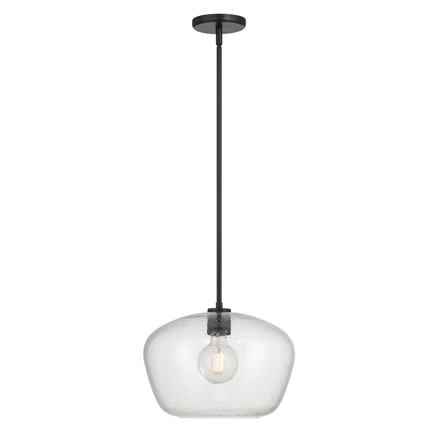 Millennium Lighting Pomari 1Lt 11" Pendant, Black/Clear Textured