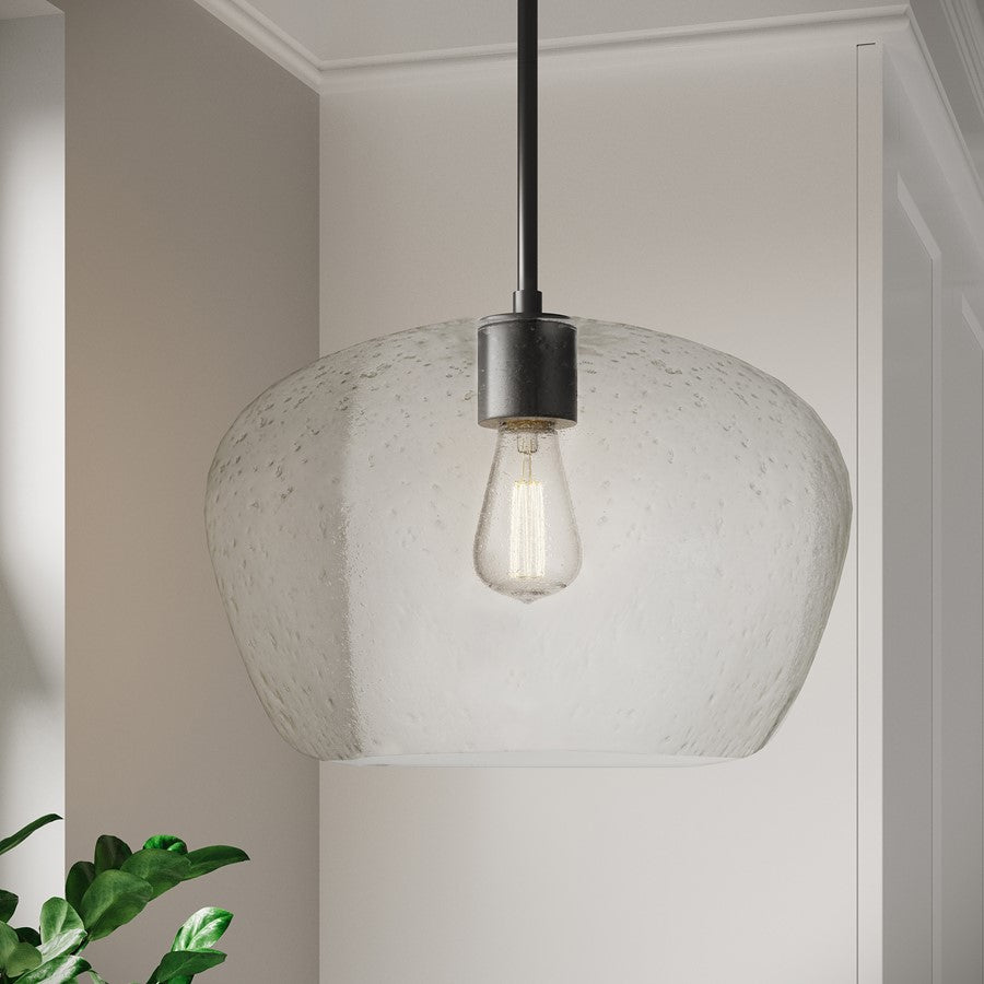 Millennium Lighting Pomari 1Lt 11" Pendant, Black/Clear Textured