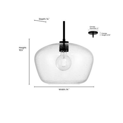 Millennium Lighting Pomari 1Lt 11" Pendant, Black/Clear Textured