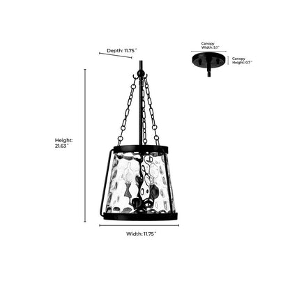 Millennium Lighting Adabella 3Lt Pendant, Black/Clear
