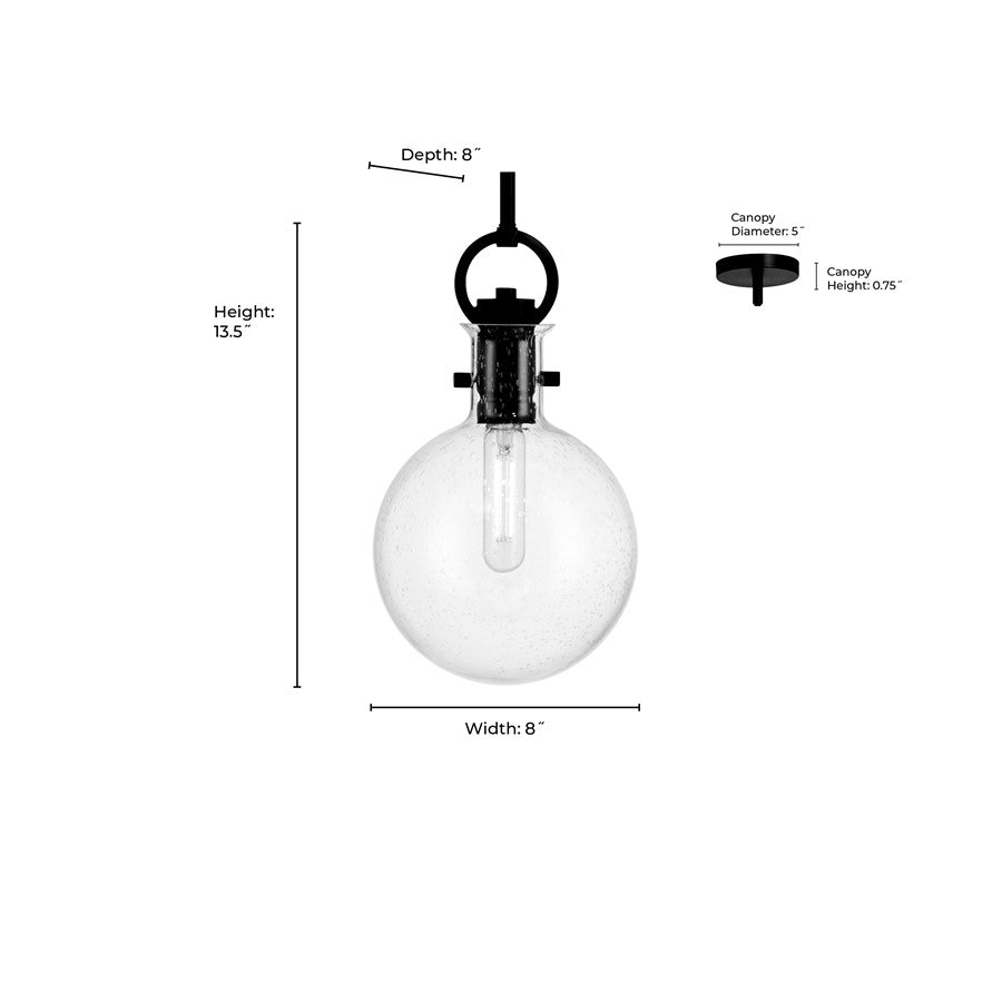 Millennium Lighting Glanora 1Lt Pendant, Brass/Clear Seeded