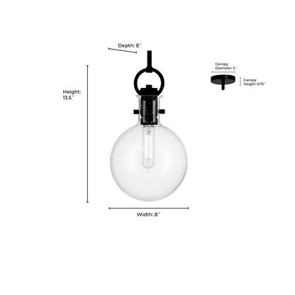 Millennium Lighting Glanora 1Lt Pendant, Brass/Clear Seeded
