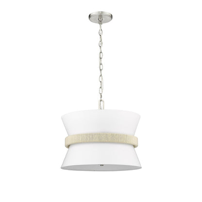 Millennium Lighting Kimbry 3Lt Pendant, Brushed Nickel/Linen