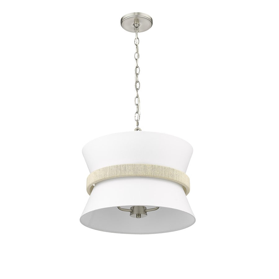 Millennium Lighting Kimbry 3Lt Pendant, Brushed Nickel/Linen