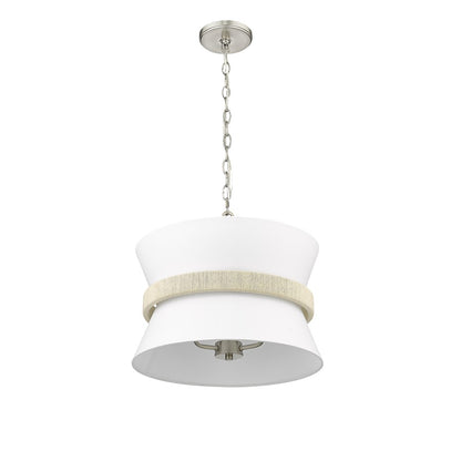 Millennium Lighting Kimbry 3Lt Pendant, Brushed Nickel/Linen