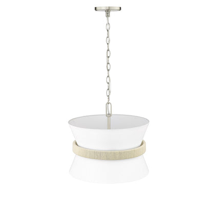 Millennium Lighting Kimbry 3Lt Pendant, Brushed Nickel/Linen