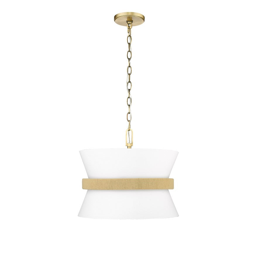 Millennium Lighting Kimbry 3Lt Pendant, Vintage Brass/Linen - 20503-VB