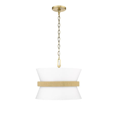 Millennium Lighting Kimbry 3Lt Pendant, Vintage Brass/Linen - 20503-VB