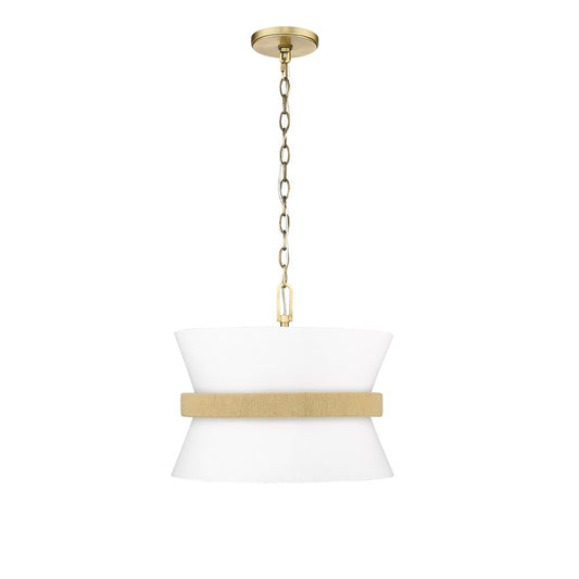 Millennium Lighting Kimbry 3Lt Pendant, Vintage Brass/Linen - 20503-VB