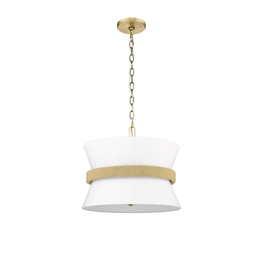 Millennium Lighting Kimbry 3Lt Pendant, Vintage Brass/Linen