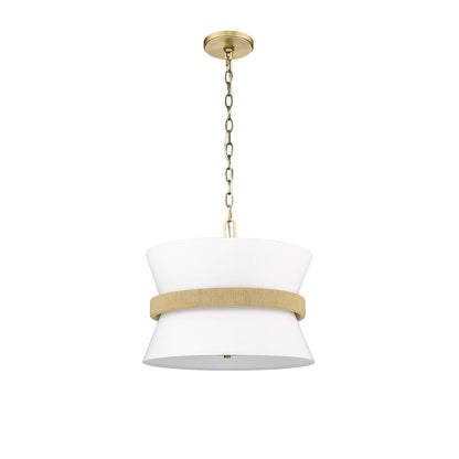Millennium Lighting Kimbry 3Lt Pendant, Vintage Brass/Linen