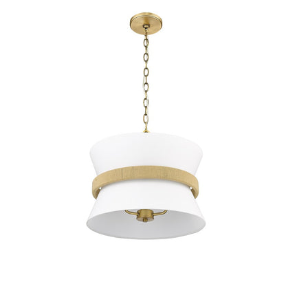 Millennium Lighting Kimbry 3Lt Pendant, Vintage Brass/Linen