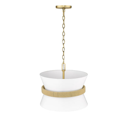 Millennium Lighting Kimbry 3Lt Pendant, Vintage Brass/Linen