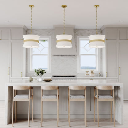 Millennium Lighting Kimbry 3Lt Pendant, Vintage Brass/Linen