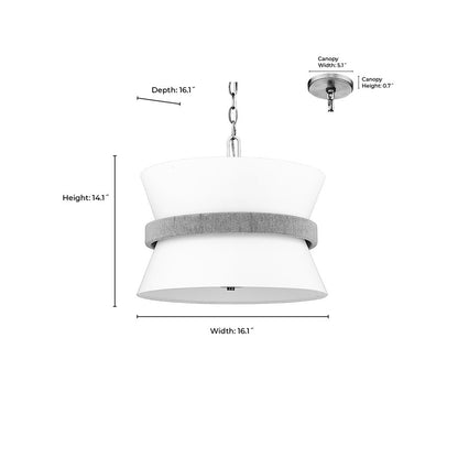 Millennium Lighting Kimbry 3Lt Pendant, Vintage Brass/Linen