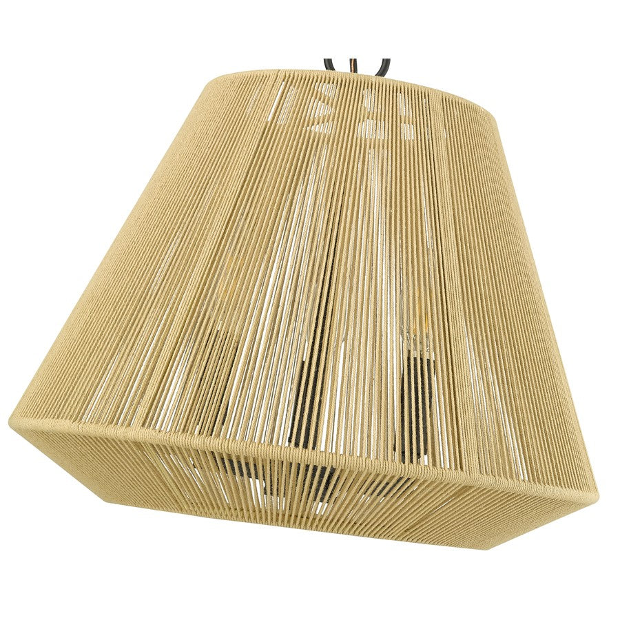 Millennium Lighting Sterling 3Lt Pendant, Black/Cotton Twine