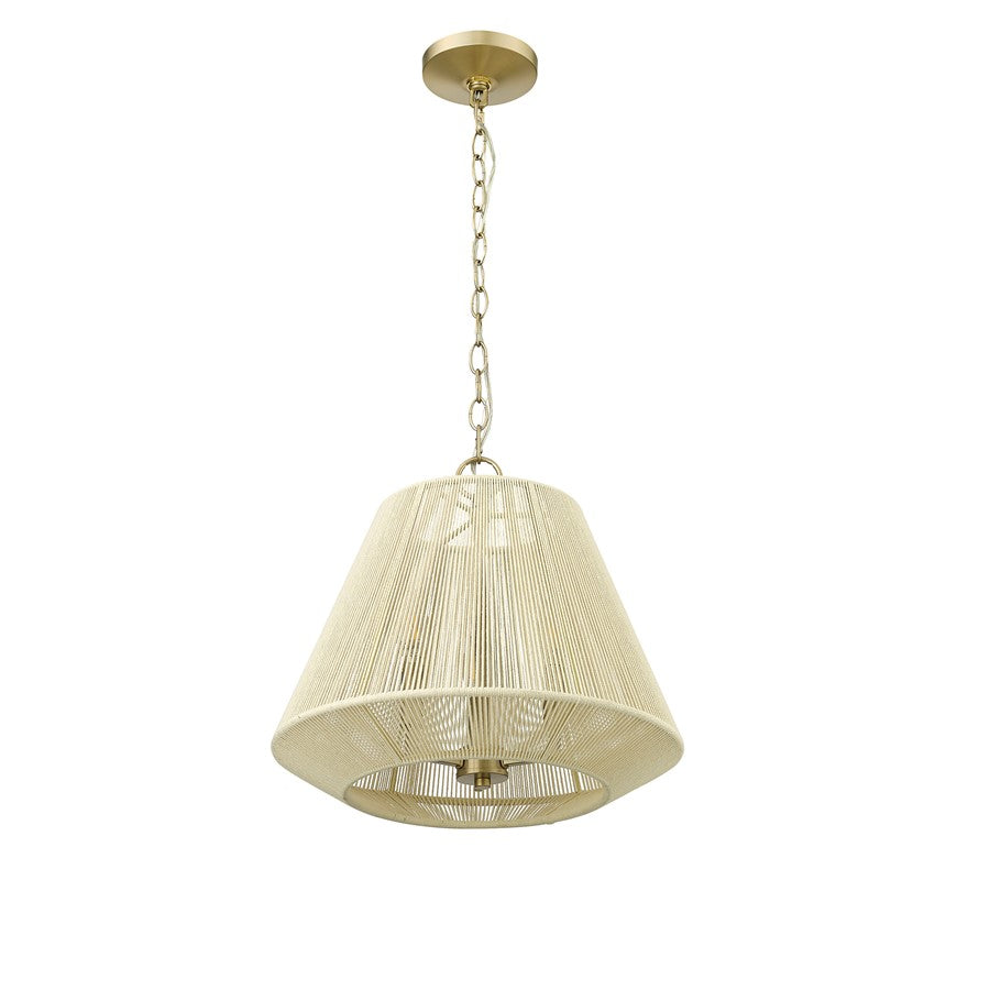 Millennium Lighting Sterling 3Lt Pendant, Modern Gold/Cotton Twine