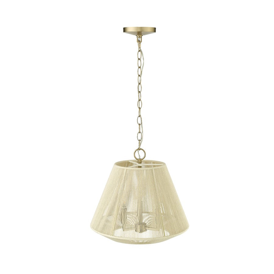 Millennium Lighting Sterling 3Lt Pendant, Modern Gold/Cotton Twine