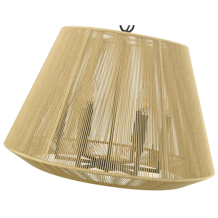 Millennium Lighting Sterling 6Lt Pendant, Black/Cotton Twine