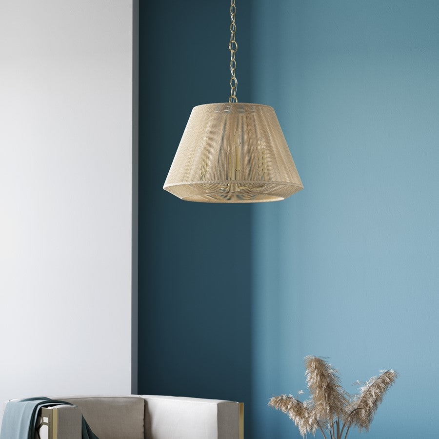Millennium Lighting Sterling 6Lt Pendant, Modern Gold/Cotton twine