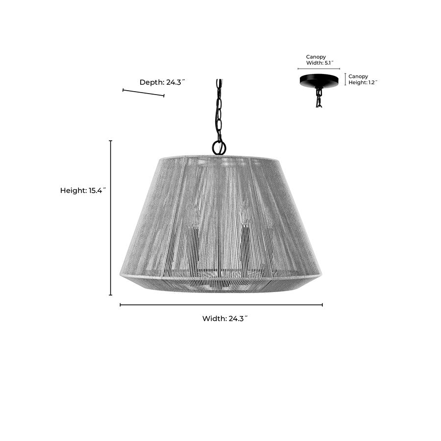Millennium Lighting Sterling 6Lt Pendant, Modern Gold/Cotton twine