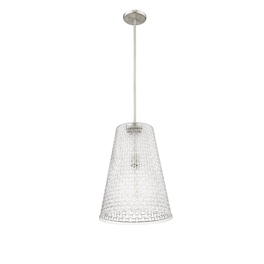 Millennium Saben 1Lt Pendant, Nickel/Rattan Lattice Clear