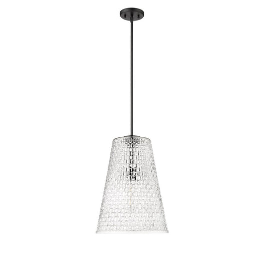 Millennium Lighting Saben 1Lt Pendant, Black/Rattan Lattice Clear - 20701-MB