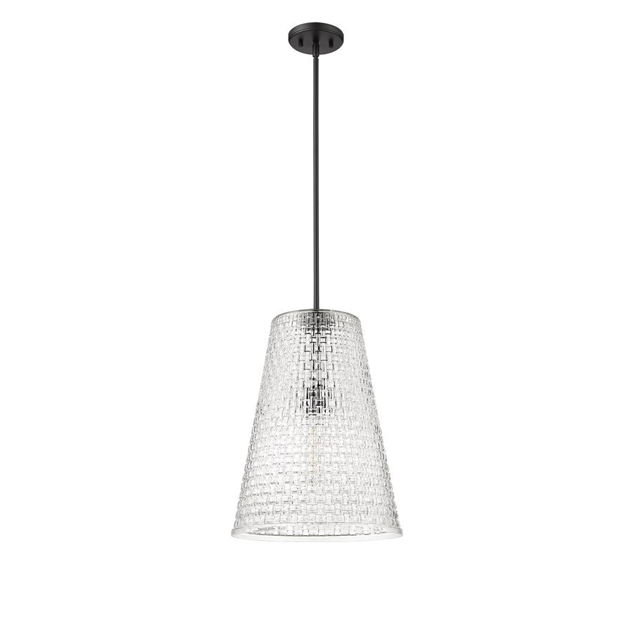Millennium Lighting Saben 1Lt Pendant, Black/Rattan Lattice Clear